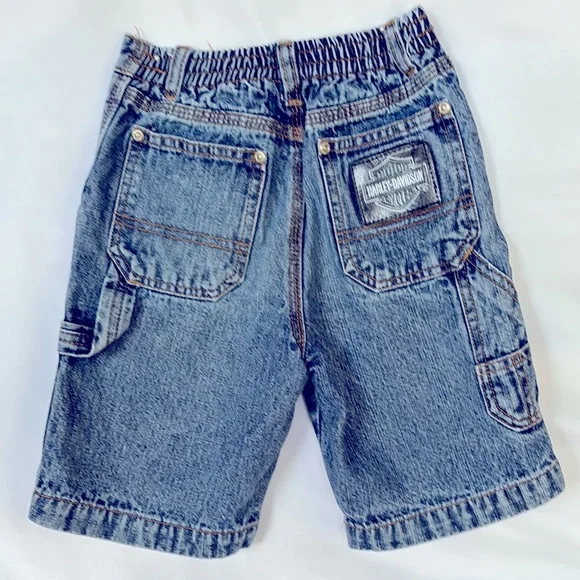 VINTAGE 2003 NWOT HARLEY DAVIDSON DENIM SHORTS BOY’s 4T - Picture 1 of 10